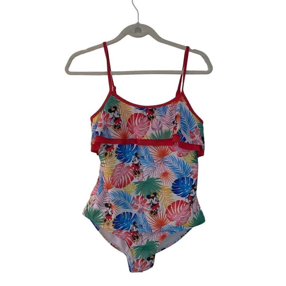 Disney Womens Swimsuit Size Large Multicolor Minnie Mouse Tropical One Piece